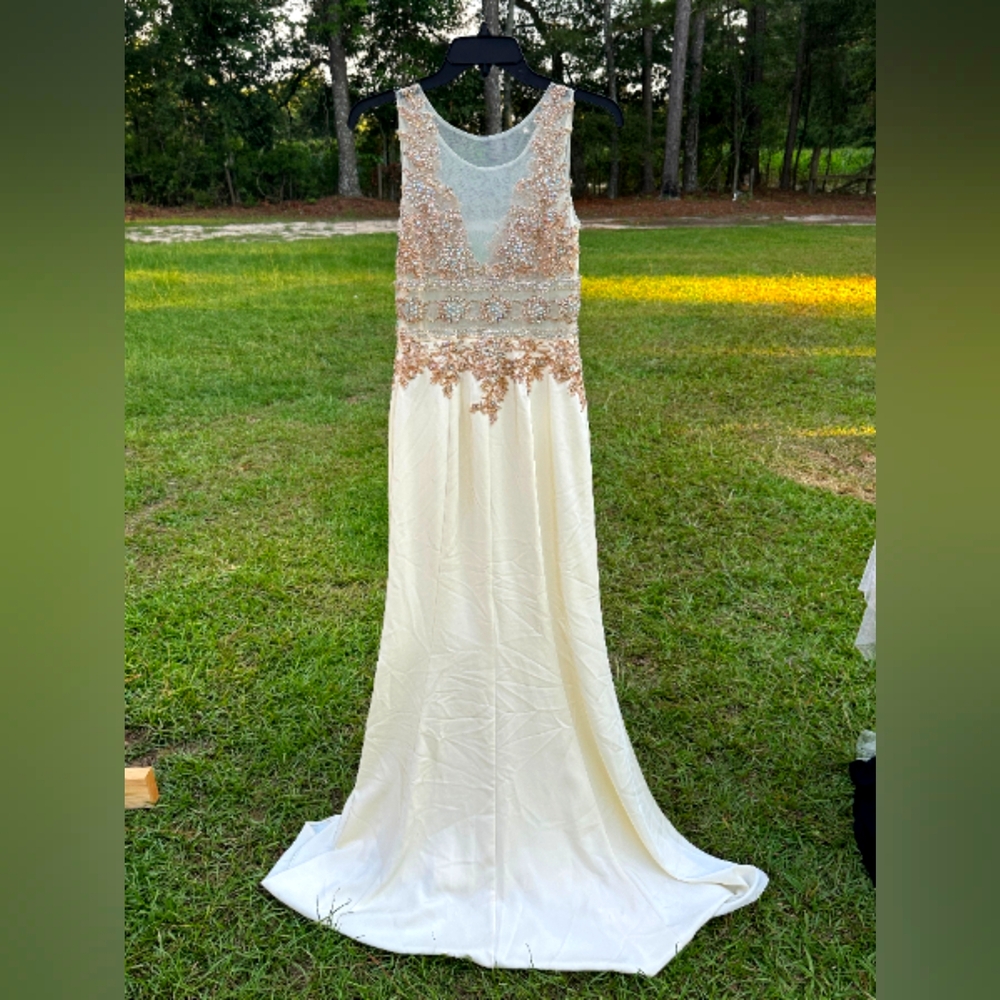 Luxurious Ivory Bridal Gown with Gold Detailing